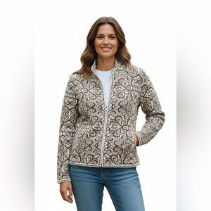 Peruvian Link Jauja Ivory Khaki Alpaca Cardigan Sweater Sz S Zip Up Made In Peru